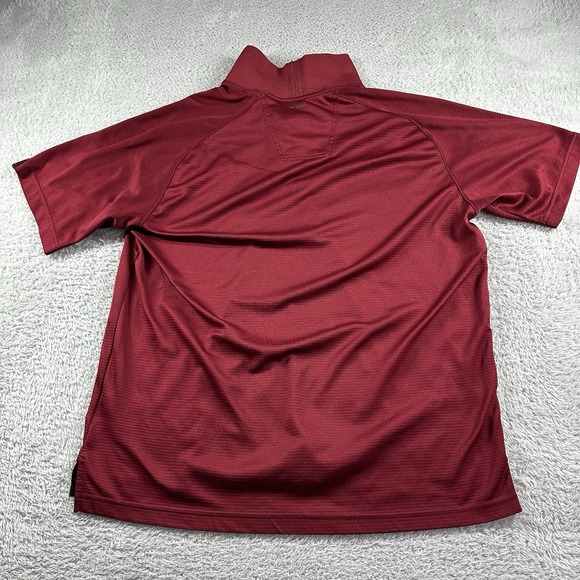 Adidas Performance Polo Shirt‎ Mens Medium Burgundy Red Collar Embroidered Logo - Picture 2 of 9
